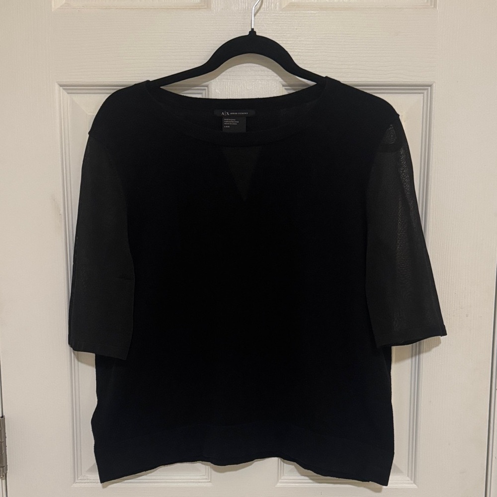Armani Exchange Black Short Sleeve Top